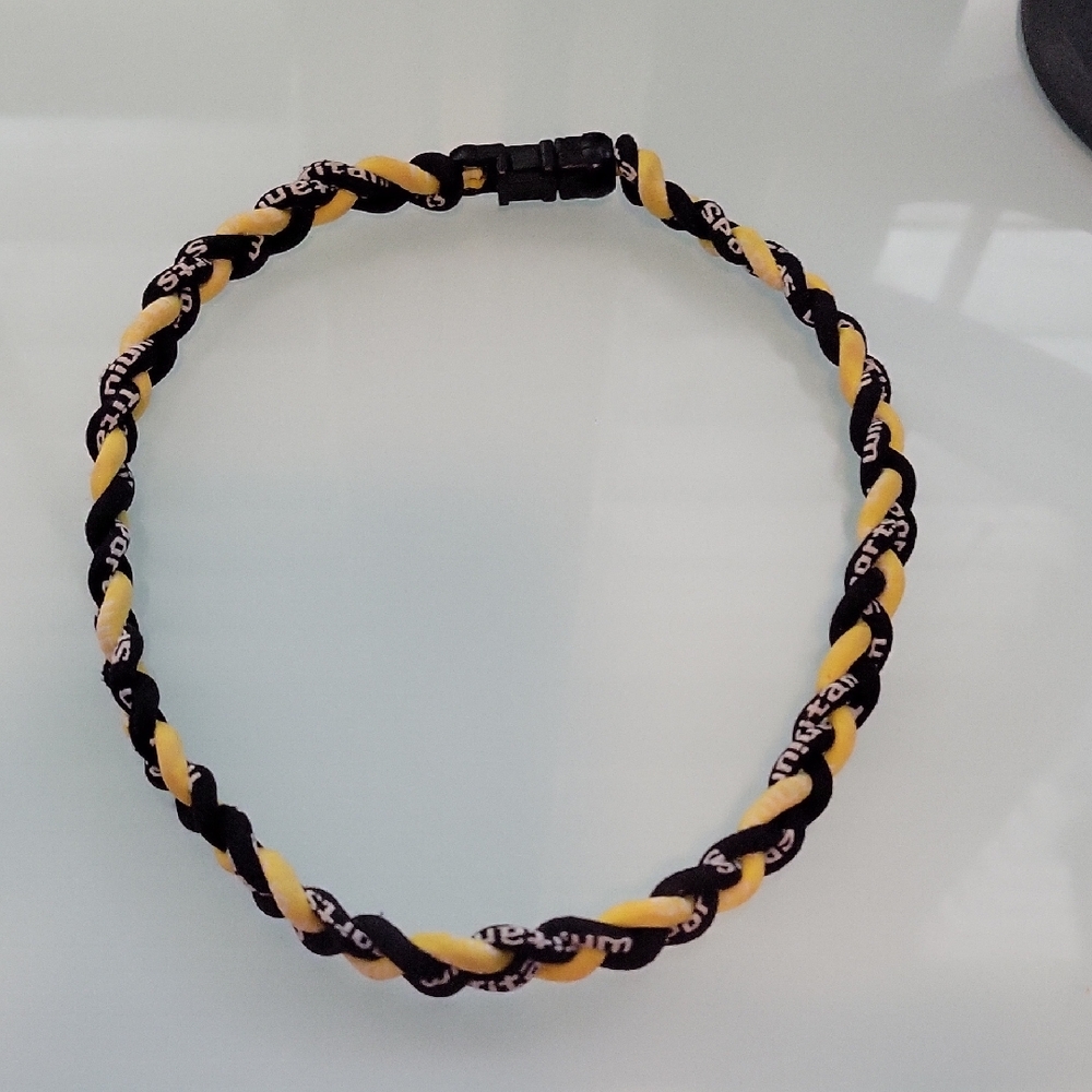 Double Titanium Sport Necklace 18" Black and Yellow
